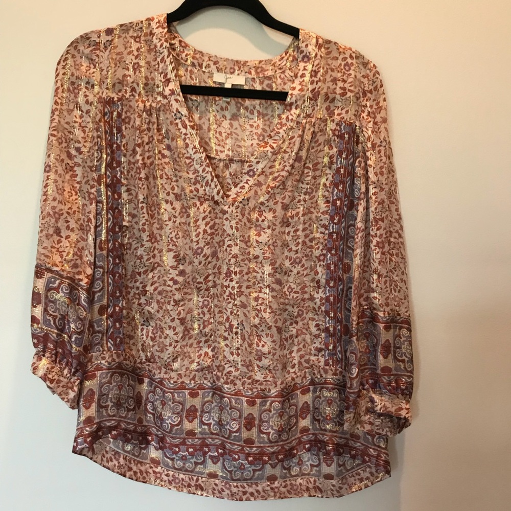 Joie Semi-Sheer Silk Blouse